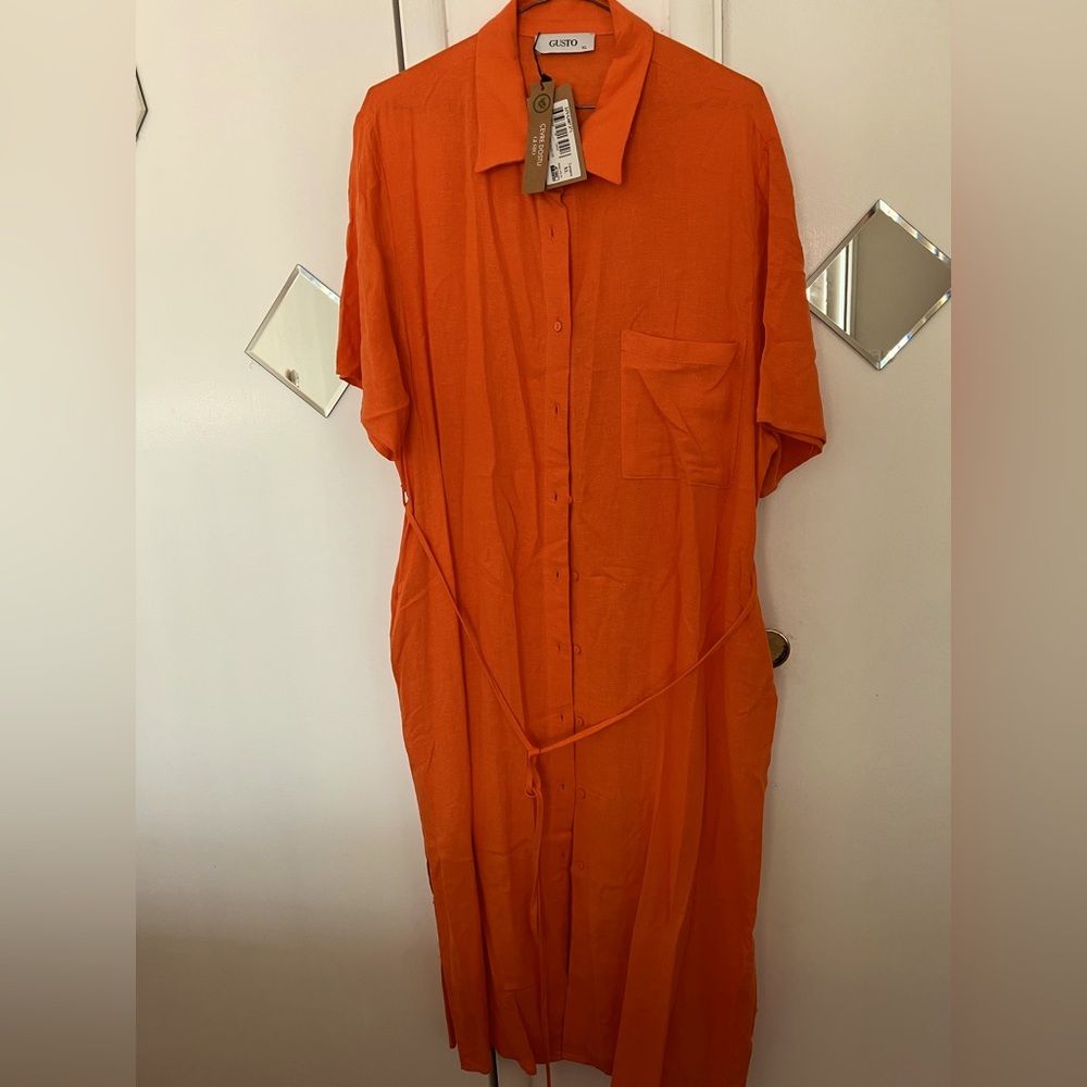 New with tag Gusto women summer light dress size XL Apricot/ orange color